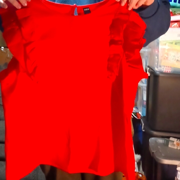 Red Ruffle Blouse - Picture 1 of 6